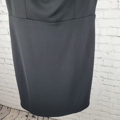 Ann Taylor Black Sleeveless Cowl Neck Lined Stretch Shift Dress Size 10