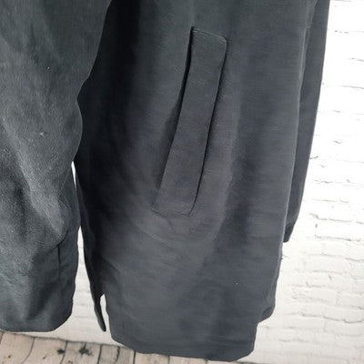 London Fog Black Microfiber Stretch Buttoned Hooded Warmer Liner Coat M Petite