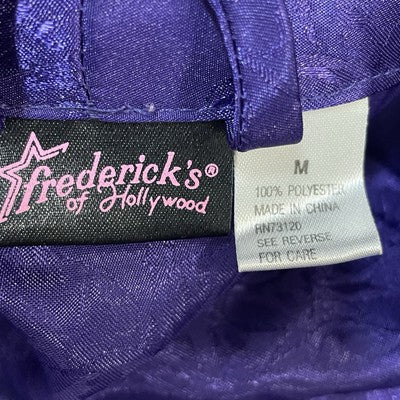 Frederick’s Of Hollywood Purple Roses Satin Short Sleeve Robe Size Medium M