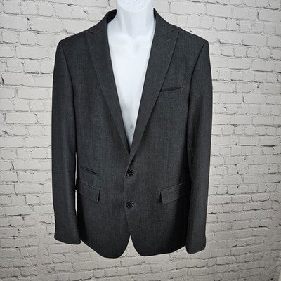 J Ferrar Grey Slim Fit Stretch 2 Button Double Vented Peak Blazer Sport Coat 42L