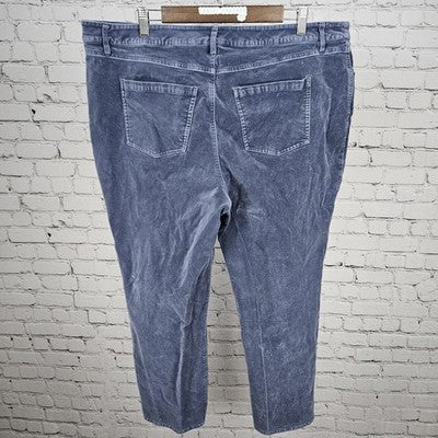 Soft Surroundings Blue Velveteen Stretch Straight Leg Ankle Pants 20W (40x26.5)