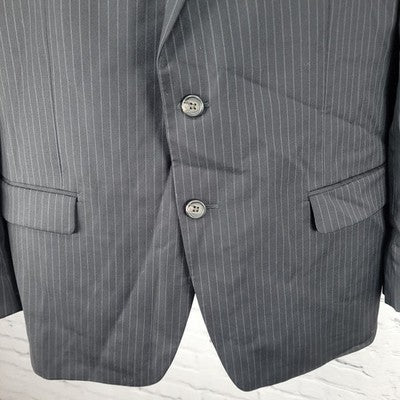 Lauren Ralph Lauren Black 100% Wool Pinstriped 2 Button Blazer Sport Coat 42S