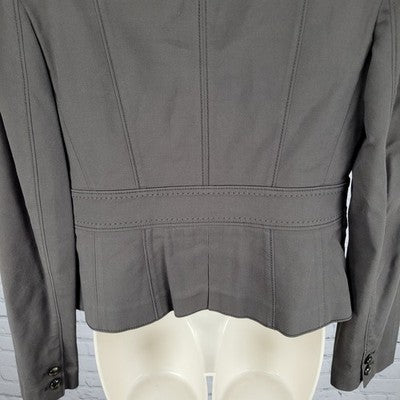 Ann Taylor Brown Cotton Blend Stretch Buttoned Collared Unlined Jacket Size 6