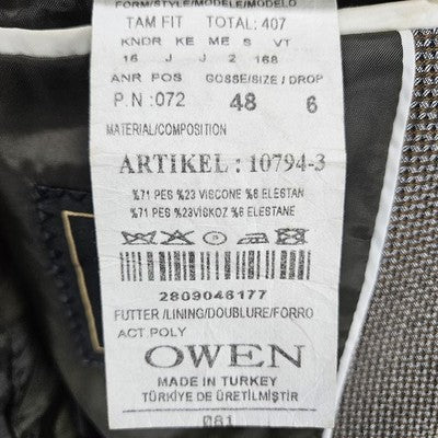 Owen Men’s Brown 1 Button Double Vented Peak Stretch Blazer Sport Coat 48 US 38