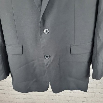 Kenneth Cole Black 100% Wool 2 Button Double Vented Notch Blazer Sport Coat 48L