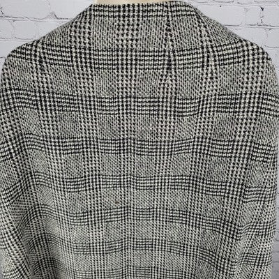 VTG Harve Benard Sport 100% Wool Woven Fringe Buttoned Lined Poncho Coat Size 14