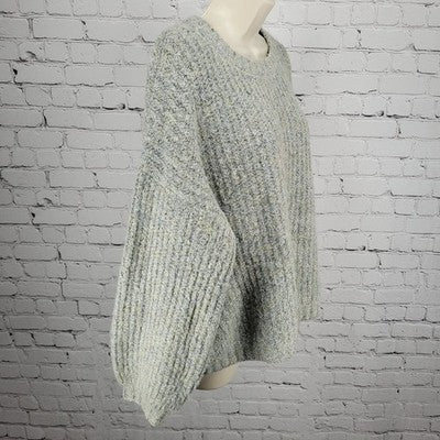 World Market Grey Crew Neck Pullover Balloon Sleeve Oversized Knit Sweater O/S
