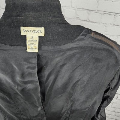 VTG Ann Taylor Black 1 Button Ventless Notch Pockets Blazer Suit Jacket USA 12