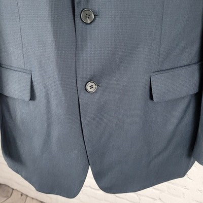 Renoma Paris Homme Navy Stretch Wool 2 Button Notch Lapel Blazer Sport Coat 40