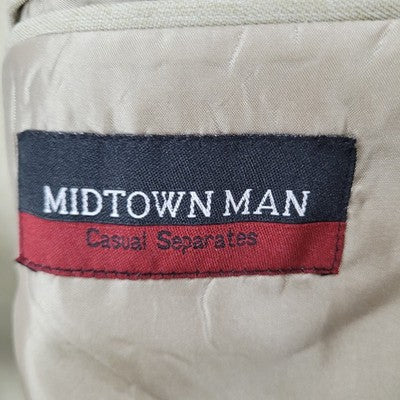 Midtown Man Casual Seperates Beige 4 Button Suit Jacket Sport Coat Size 42L