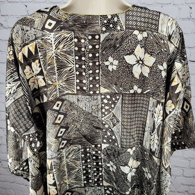 Sante Classics Brown Floral Satin Gold Trim Neck Pakistan Made Kaftan One Size