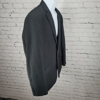 Billy London Black Pinstriped 2 Button Double Notch Blazer Sport Coat Size 42S