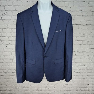 YFFUSHI Navy 1 Button Double Vented Notch Blazer Sport Coat Large L