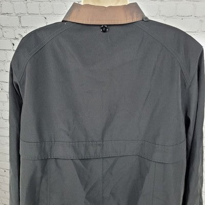 Gallery Black Brown Full Zip Snap Lightweight Lined Rain Coat Jacket Size XL
