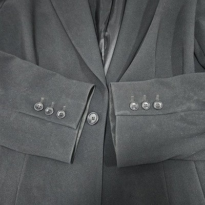 VTG Ann Taylor Black 1 Button Ventless Notch Pockets Blazer Suit Jacket USA 12