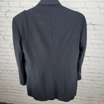 VTG Evan Picone Blue Wool Pinstriped 2 Button Blazer Sport Coat USA Made Size 44