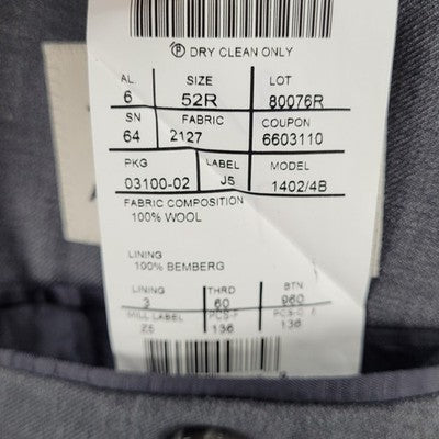 Joseph Abboud Grey 100% Wool Super 110's Blazer Sport Coat USA Made Size 52R