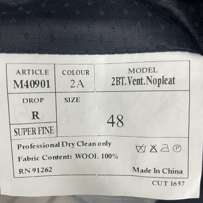 Mantoni Dark Navy Fine Wool 2 Button Vented Notch Blazer Sport Coat Size 48R
