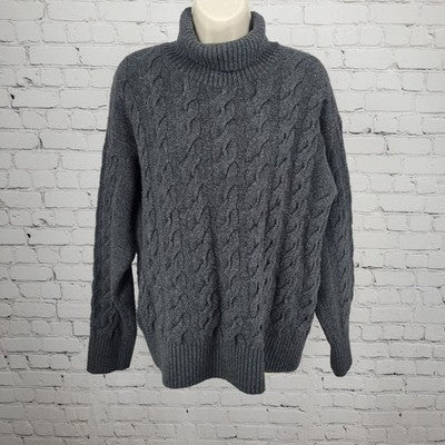 Nordstrom Grey Wool Blend Long Sleeve Turtleneck Pullover Sweater Medium M