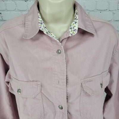 High Sierra Pink 100% Cotton Button Up Long Sleeve Shirt Size Medium M