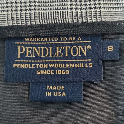 VTG Pendleton Black & White 100% Virgin Wool Check Skirt USA Made Size 8 (30x27)
