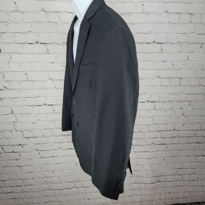Billy London Black Pinstriped 2 Button Double Notch Blazer Sport Coat Size 42S