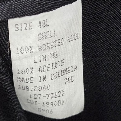 Daniel Hechter Black 100% Worsted Wool 2 Button Notch Blazer Sport Coat 48L