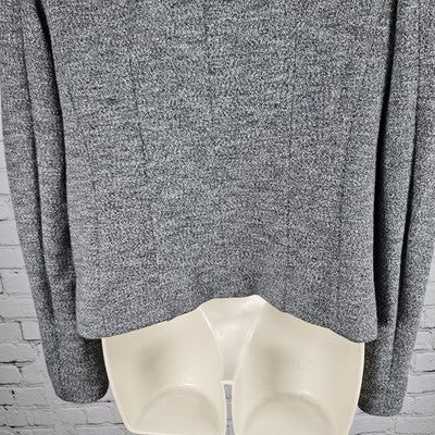 Loft Gray Cotton Blend Knit Open Shawl Collar Lined Blazer Jacket Small S