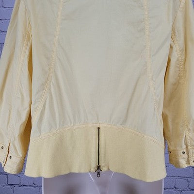 Chico's Yellow Lightweight Full Zip 3/4 Sleeve Jacket Size 2 US 12