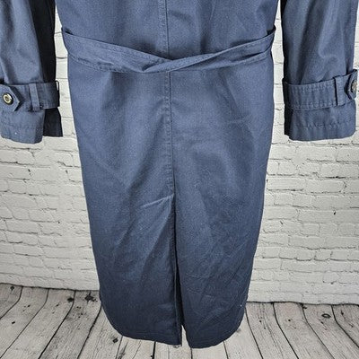VTG F.S.L Collection Navy Belted Hood Removable Bodywarmer Liner Trench Coat 8P