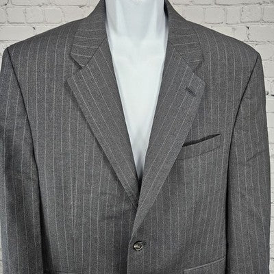 VTG Lauren Ralph Lauren Grey 100% Wool 2 Button Notch Blazer Sport Coat 42R