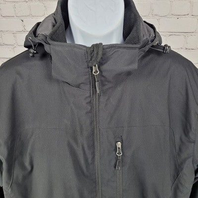 Free Country Black Insulated Removable Hood Inner Pockets Jacket Size Medium M