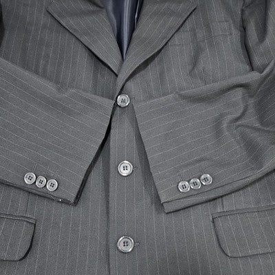 Marco Viali Black Pinstriped 3 Button Ventless Notch Blazer Sport Coat 42R