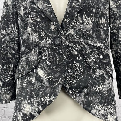 Bellatrix Black Lace Printed Lightweight Stretch Blazer Jacket Small S *buttons