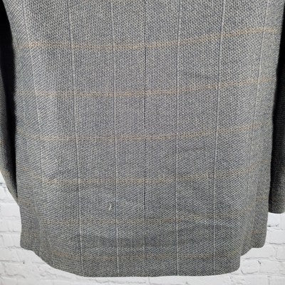VTG Henry Grethel Brown Windowpane Tweed 2 Button Sport Coat USA Made Size 42L