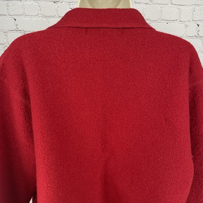 Harve Benard Red Open Classic Collared Pockets Unlined Jacket Size Large L