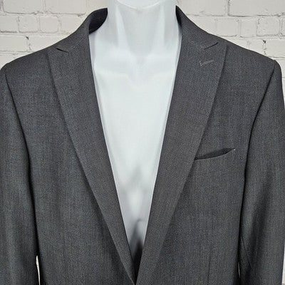 J Ferrar Grey Slim Fit Stretch 2 Button Double Vented Peak Blazer Sport Coat 42L
