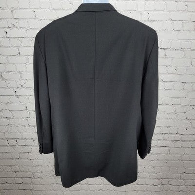 VTG Jos A Bank Black 100% Wool 3 Button Ventless Notch Blazer Sport Coat 46R