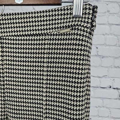 Tahari Tan Black Houndstooth Mid Rise Bootcut Side Zip Stretch Pants XS (26x31)