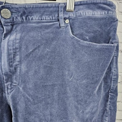 Soft Surroundings Blue Velveteen Stretch Straight Leg Ankle Pants 20W (40x26.5)