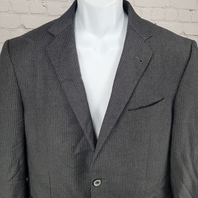 Joseph Abboud Grey 100% Wool Pinstriped 2 Button Blazer Sport Coat USA Made 40R