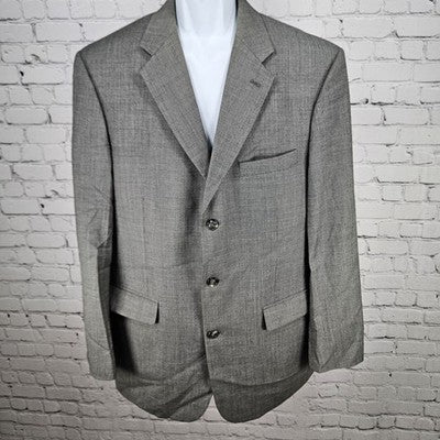 Stafford Grey 100% Wool 3 Button Ventless Notch Blazer Suit Sport Coat 42L