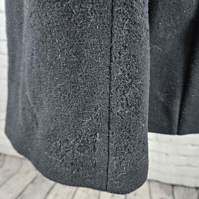 Preston & York Black Wool Blend Button Bow Collar Lined Over Coat 12 *defects