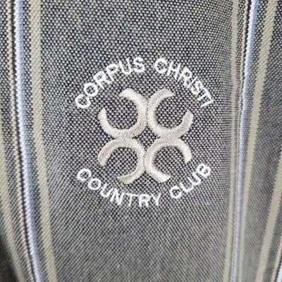 Corpus Christi Country Club Black Tan Striped Short Sleeve Golf Polo Shirt XXL