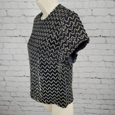 VTG Gloria Swanson Puritan Forever Young Fashion Black Sequin Top Size Small S