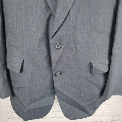 Hart Schaffner & Marx Navy Check 2 Button Vented Notch Blazer Sport Coat Size 44