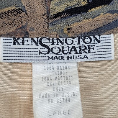 VTG Ken Sington Abstract Print Lightweight Jacket USA Made Size Large L