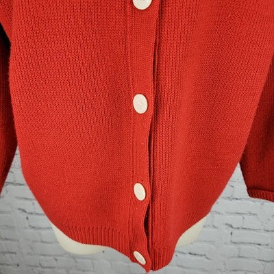 VTG Appleseed's Red Button Up Long Sleeve Cardigan Sweater Size Large L