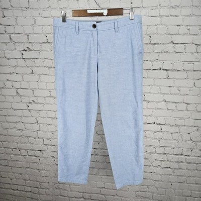 Talbots Blue Relaxed Chambray 100% Cotton Mid Rise Tapered Pants 4P (31x26)