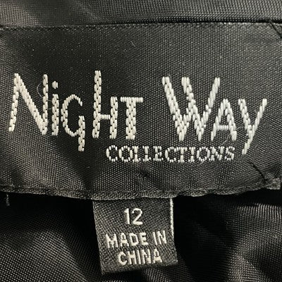 Night Way Collection Black Sleeveless Pleated Ruffle A-Line Formal Dress Size 12
